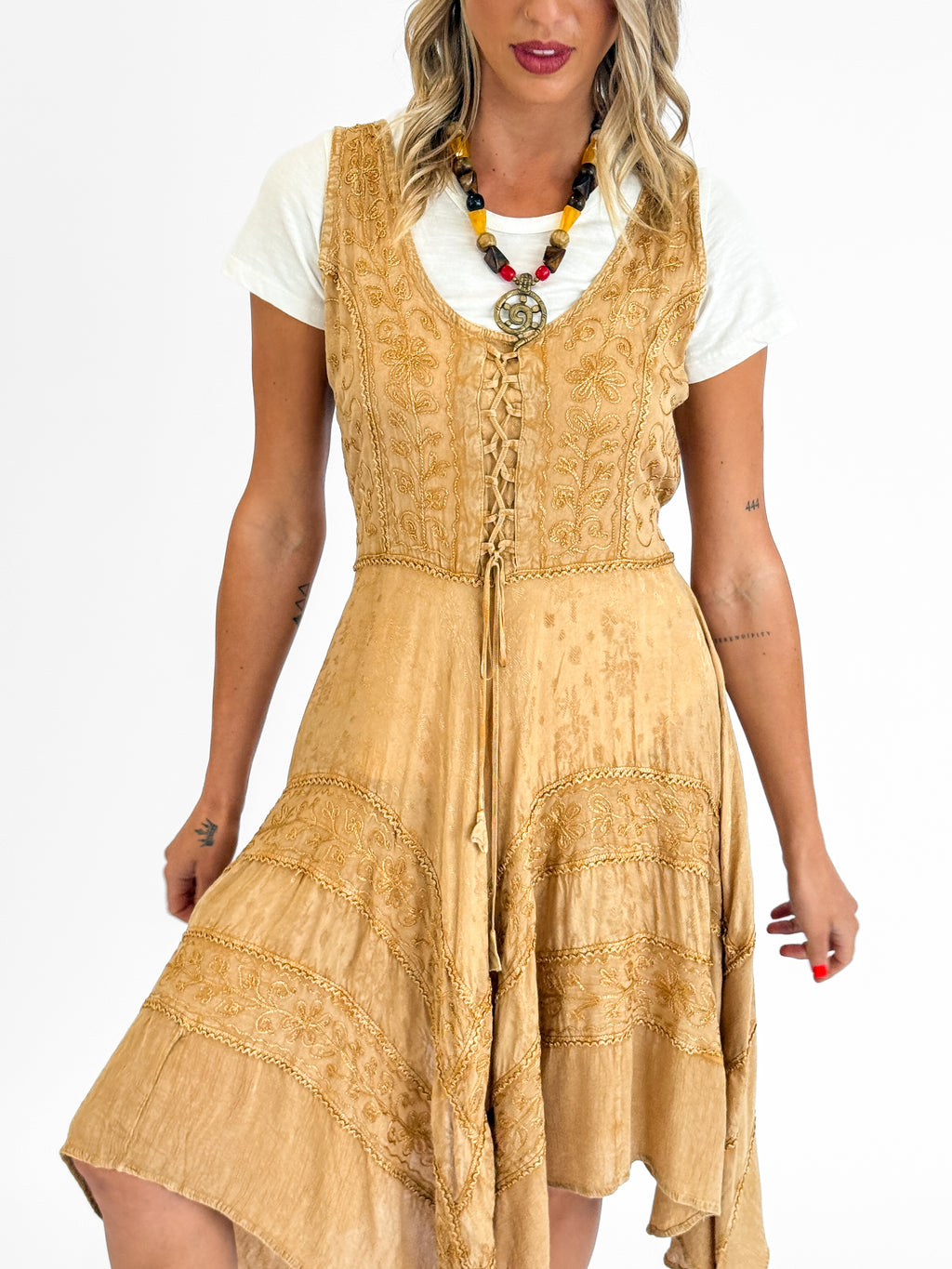Amethyst Stonewash Hanky Dress in Gold