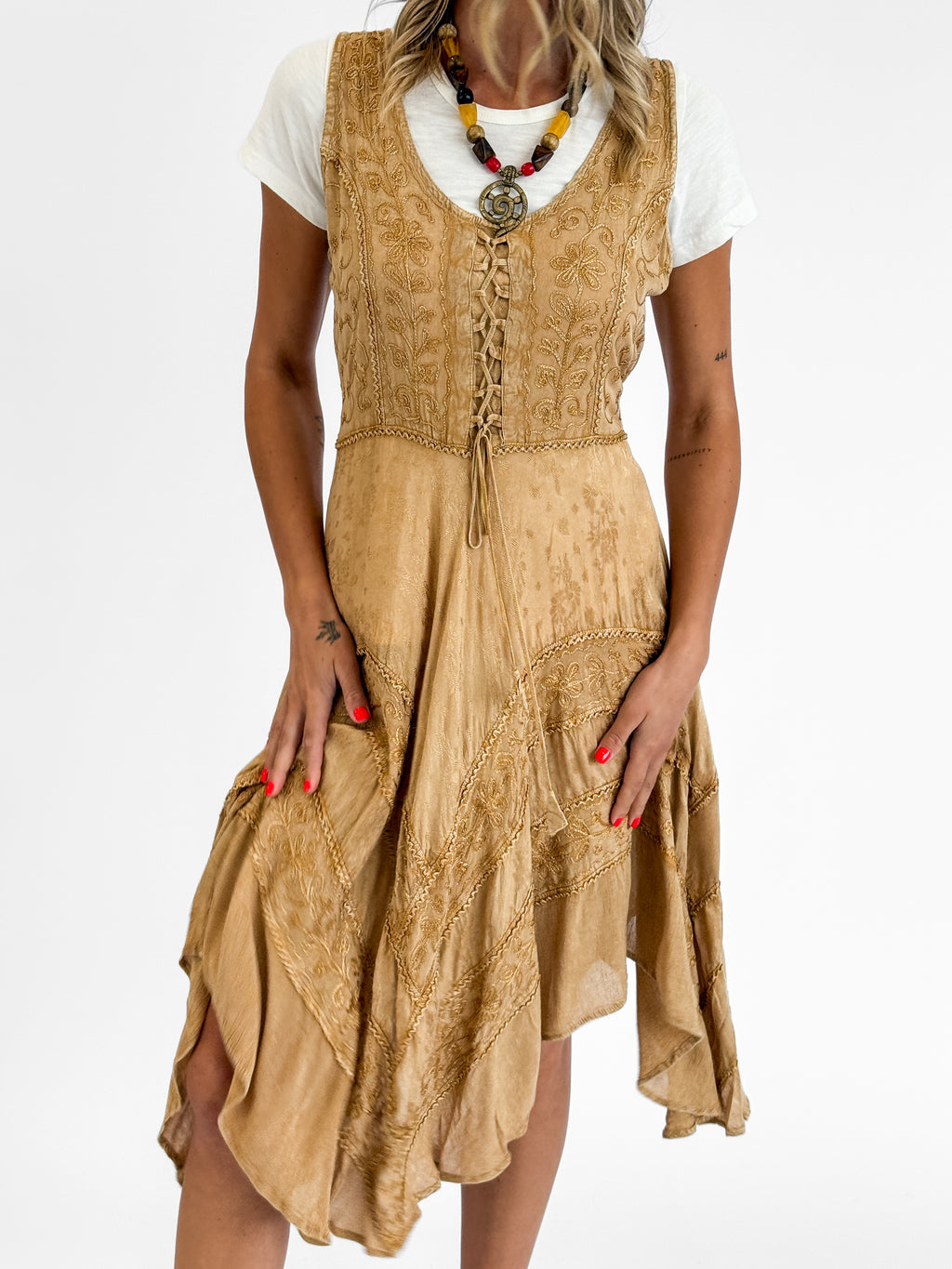 Amethyst Stonewash Hanky Dress in Gold