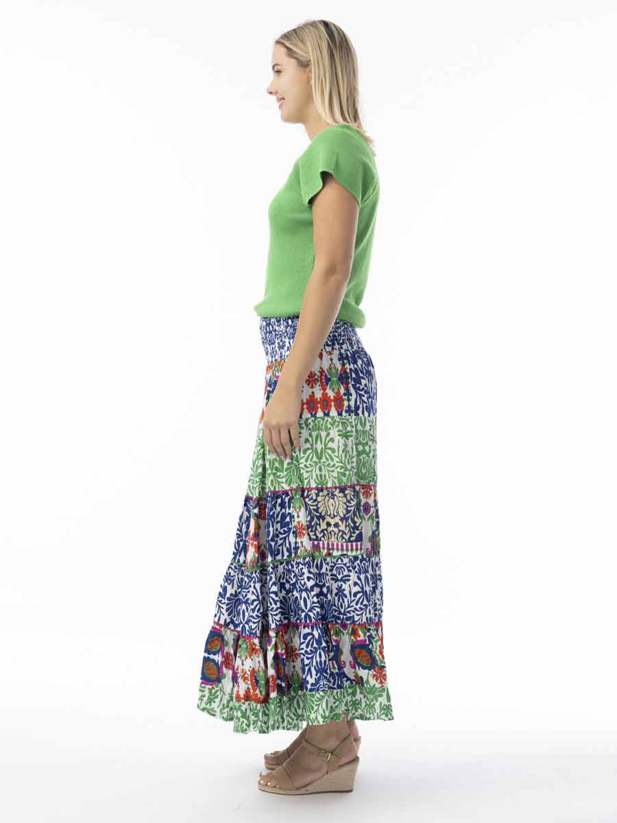 Buzios Tiered Maxi Skirt with Shirred Waist image 1