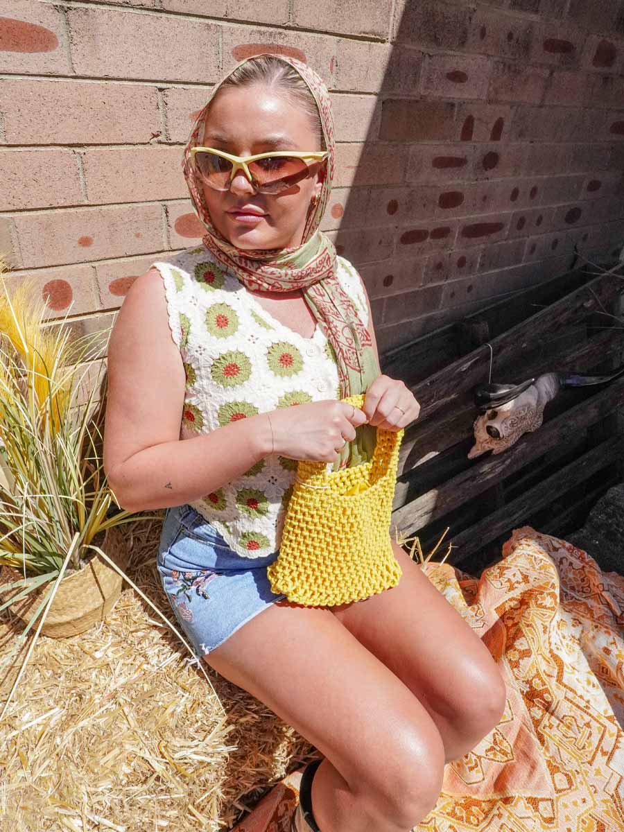 Yellow Knit Micro Bag image 2