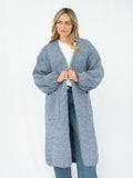 Bailey Boucle Knit Long Cardigan in Slate