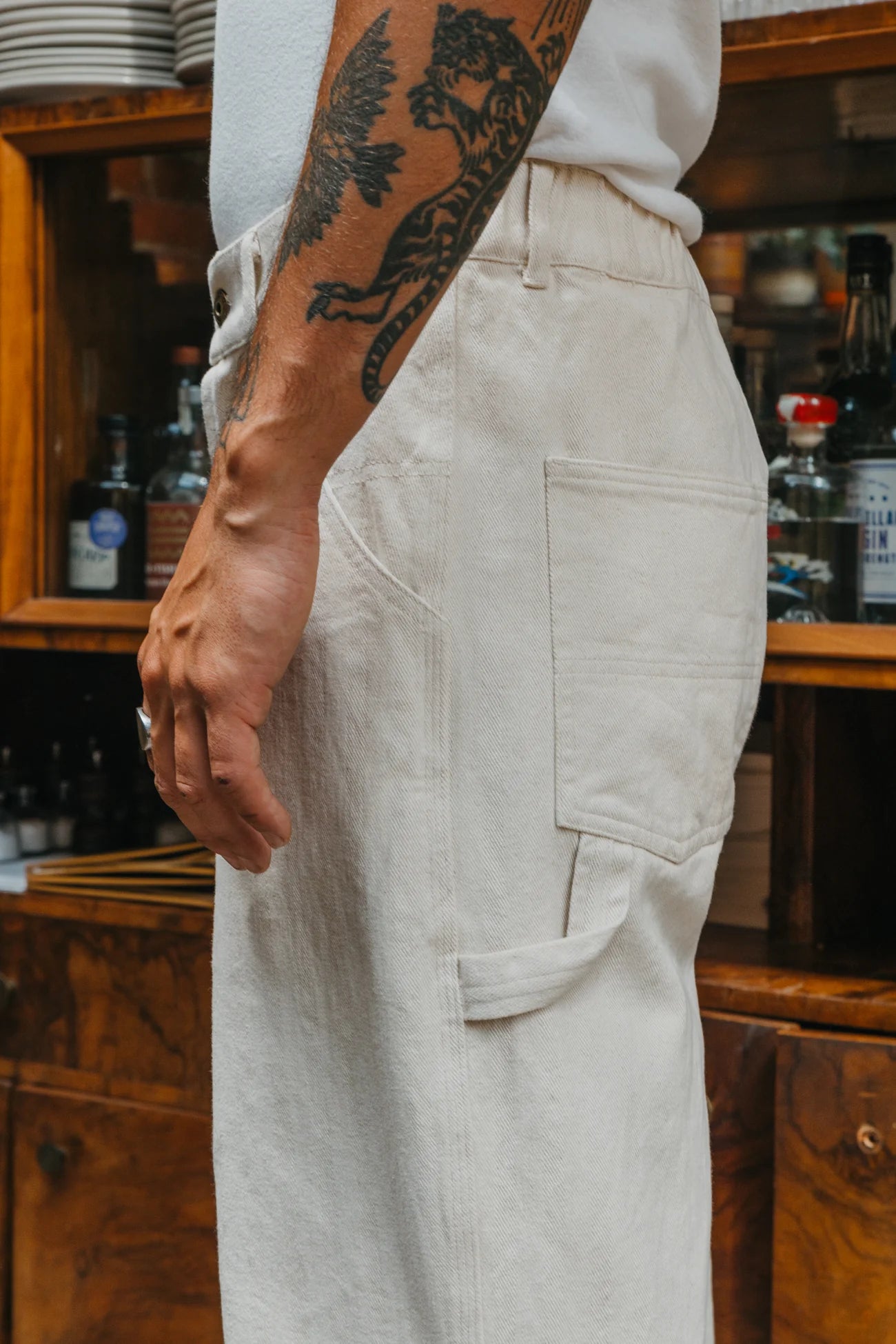 Ottway | Ben Roy Carpenter Baggy Pleated Pants in Oat