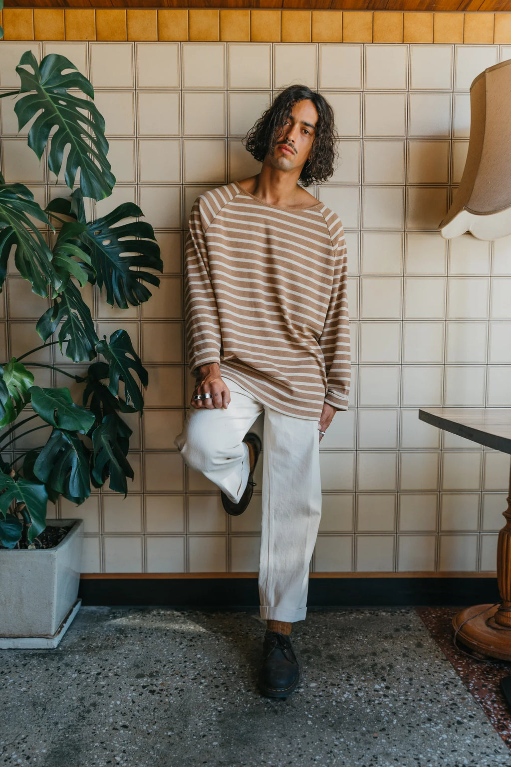 Ottway | Ben Roy Carpenter Baggy Pleated Pants in Oat