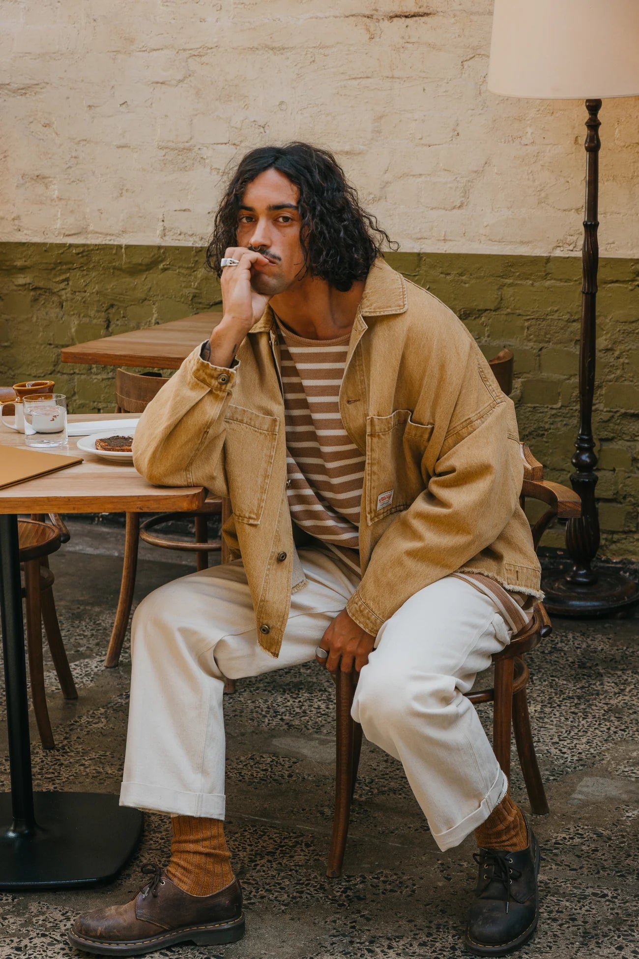 Ottway | Ben Roy Carpenter Baggy Pleated Pants in Oat