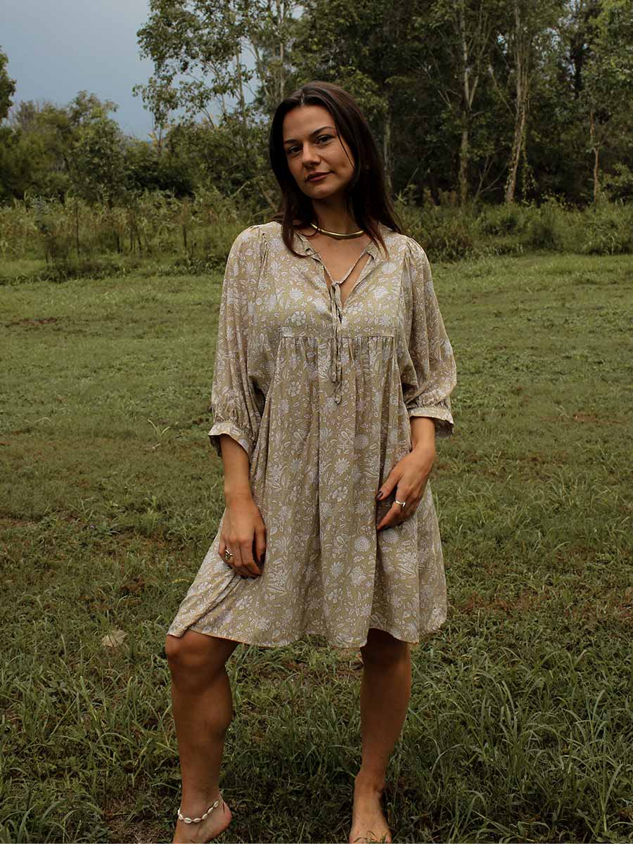 Leura Mini Smock Dress with Batwing Sleeve image 3