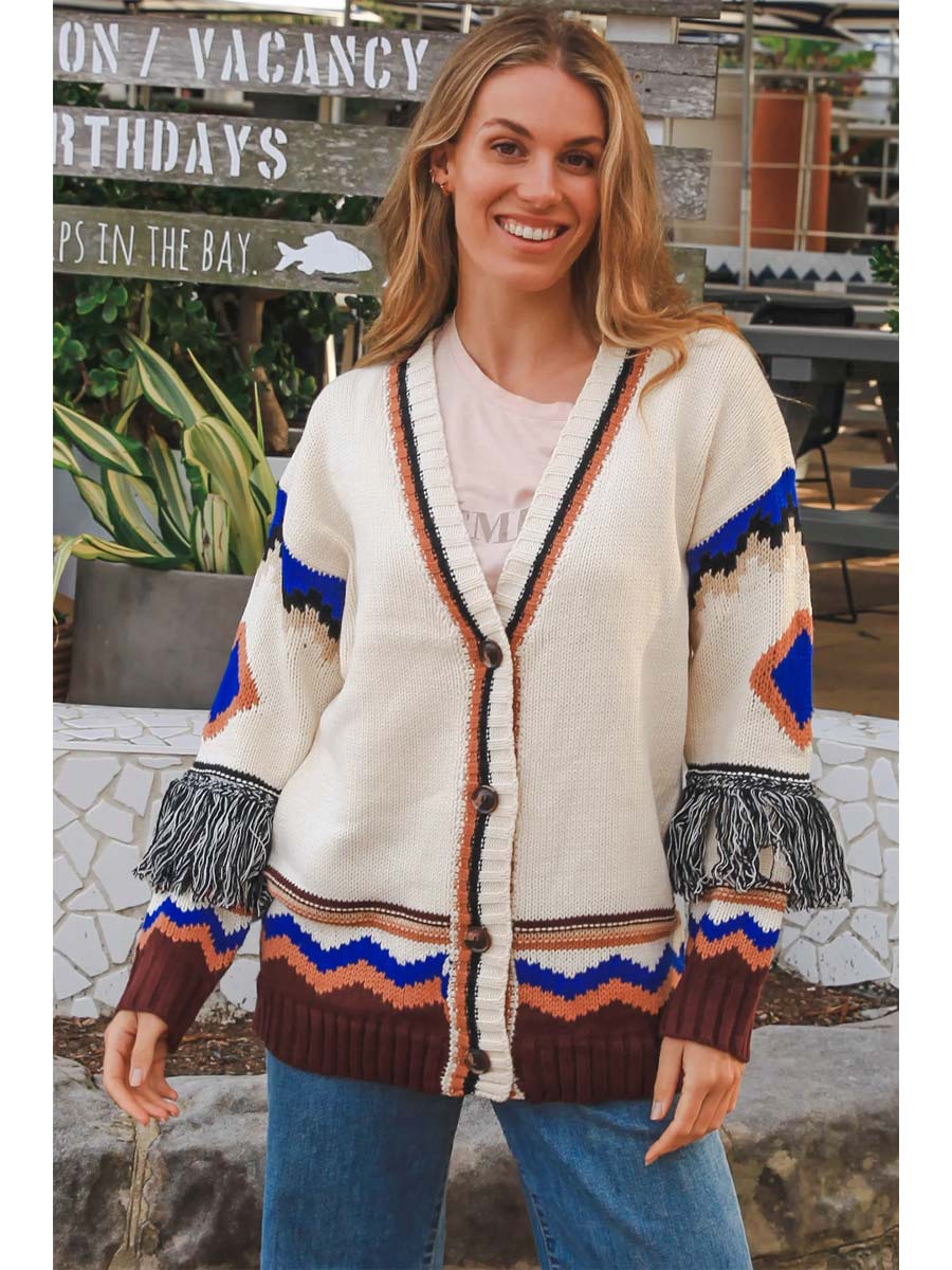 Desert Diamond Cardigan in Beige | Isabella Bohemian - S/M image