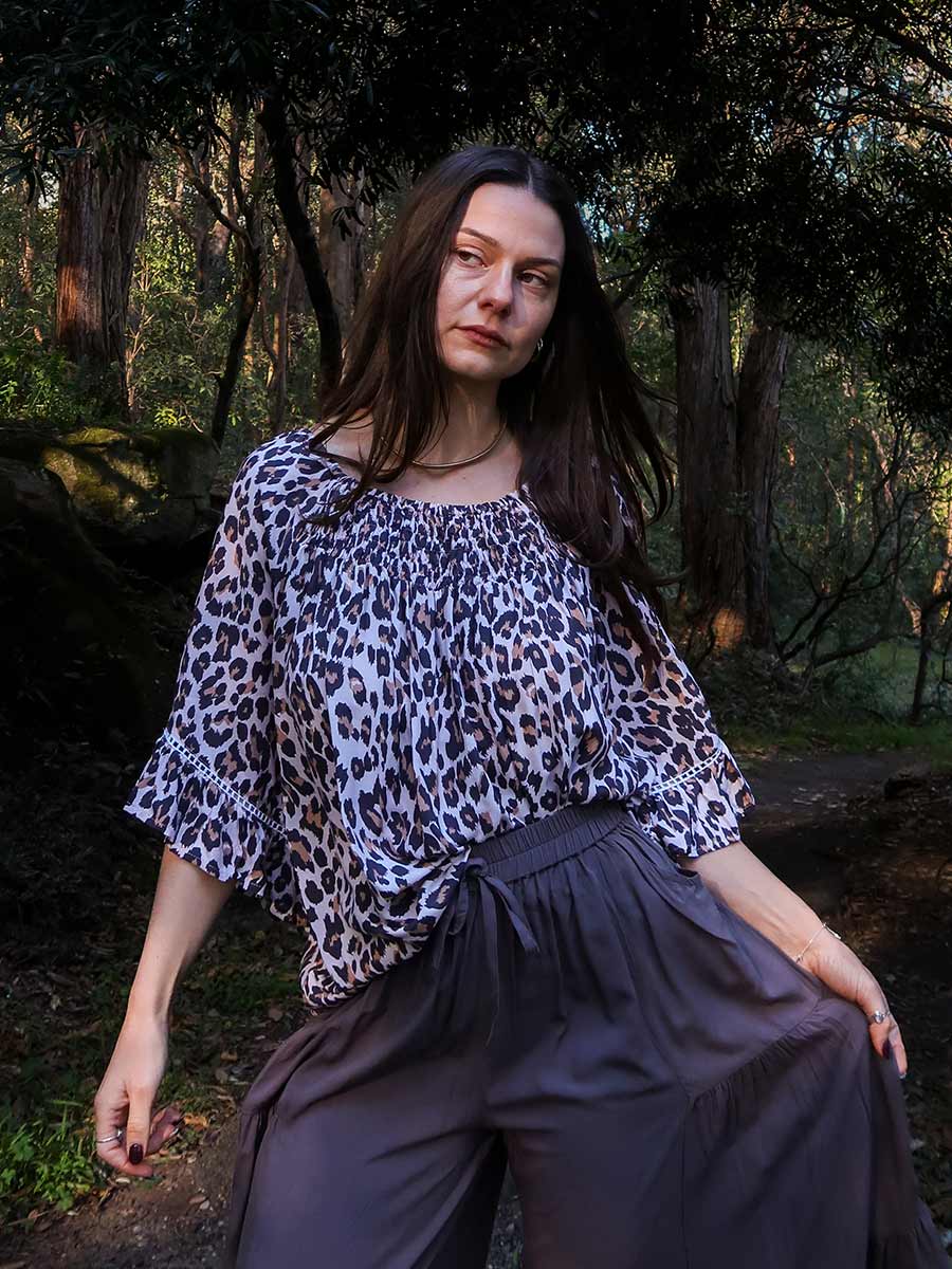 Stevie Boho Top in Leopard - L/XL image