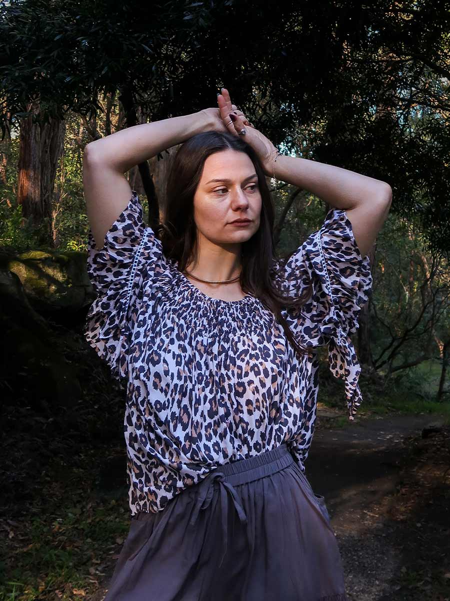 Stevie Boho Top in Leopard image 1