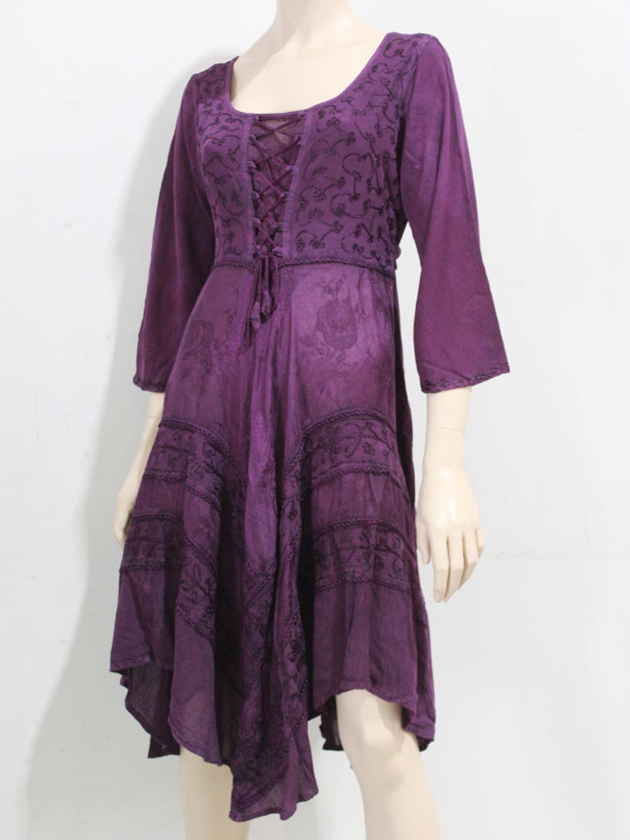 Stevie Lace Up Long Sleeve Dress in Purple - FREE SIZE image