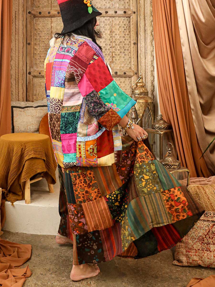Mushroom Patchwork Skirt | Orange image 2