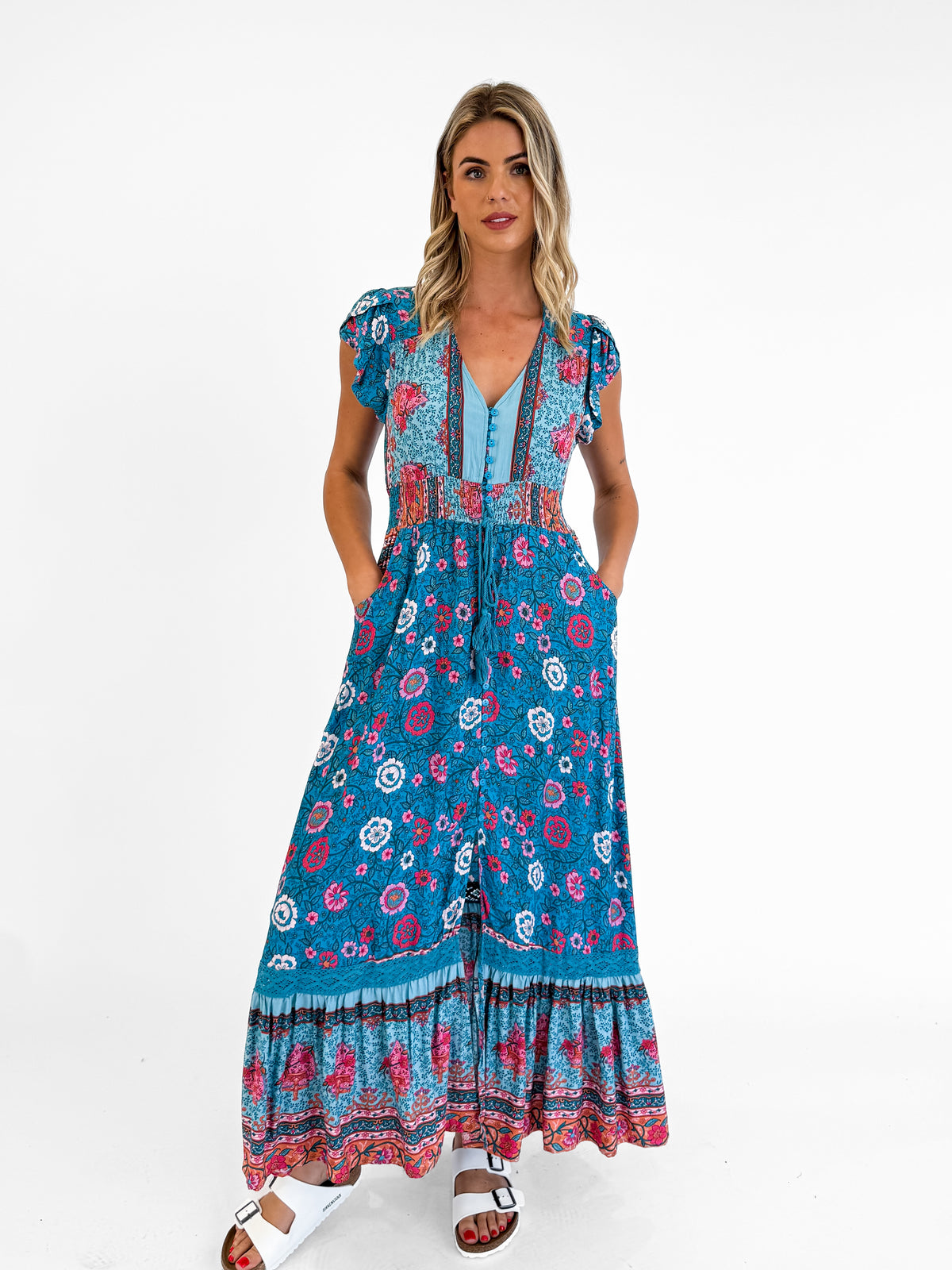 Dayna Boho Maxi Dress in Cobalt