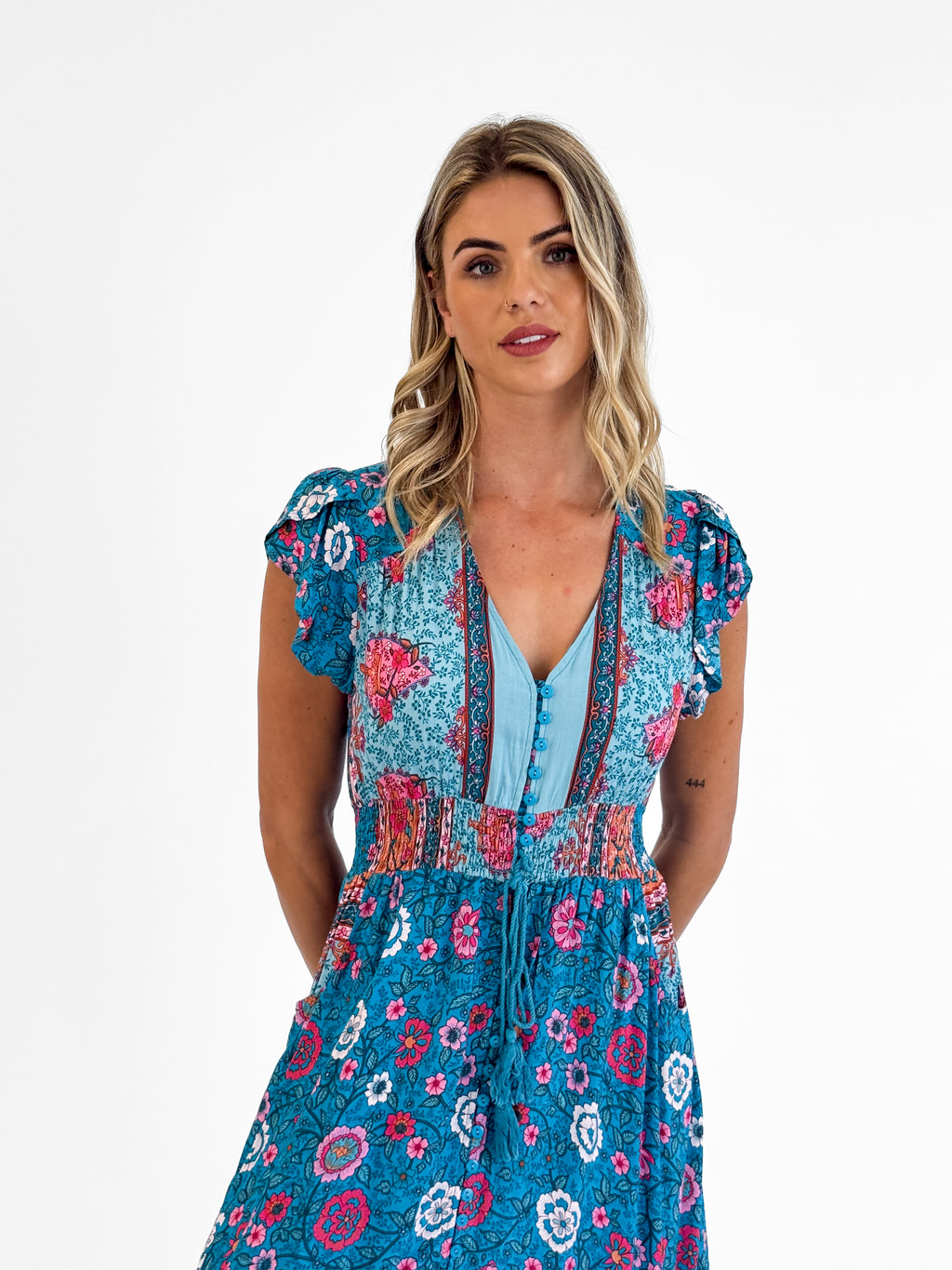 Dayna Boho Maxi Dress in Cobalt