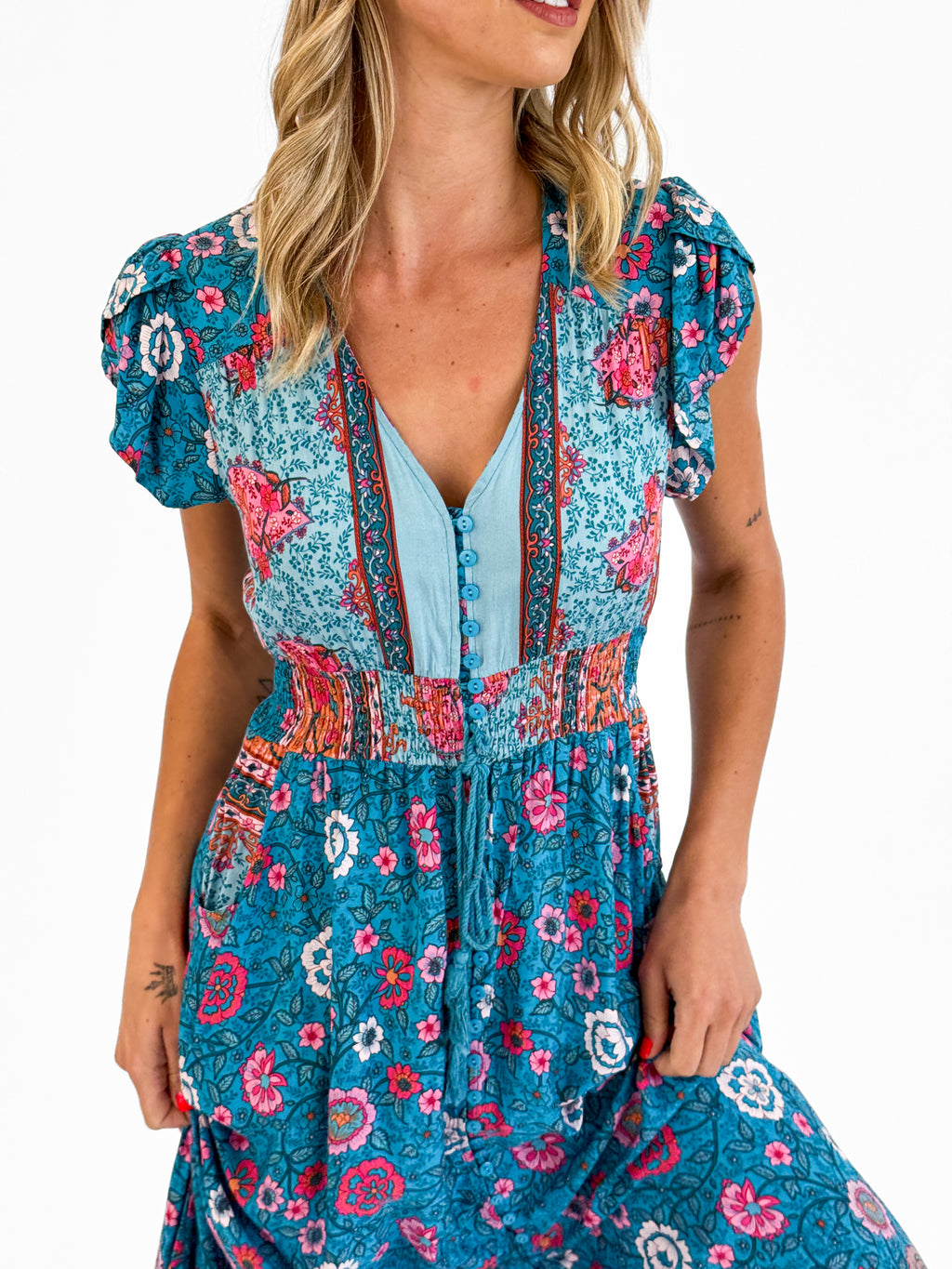 Dayna Boho Maxi Dress in Cobalt