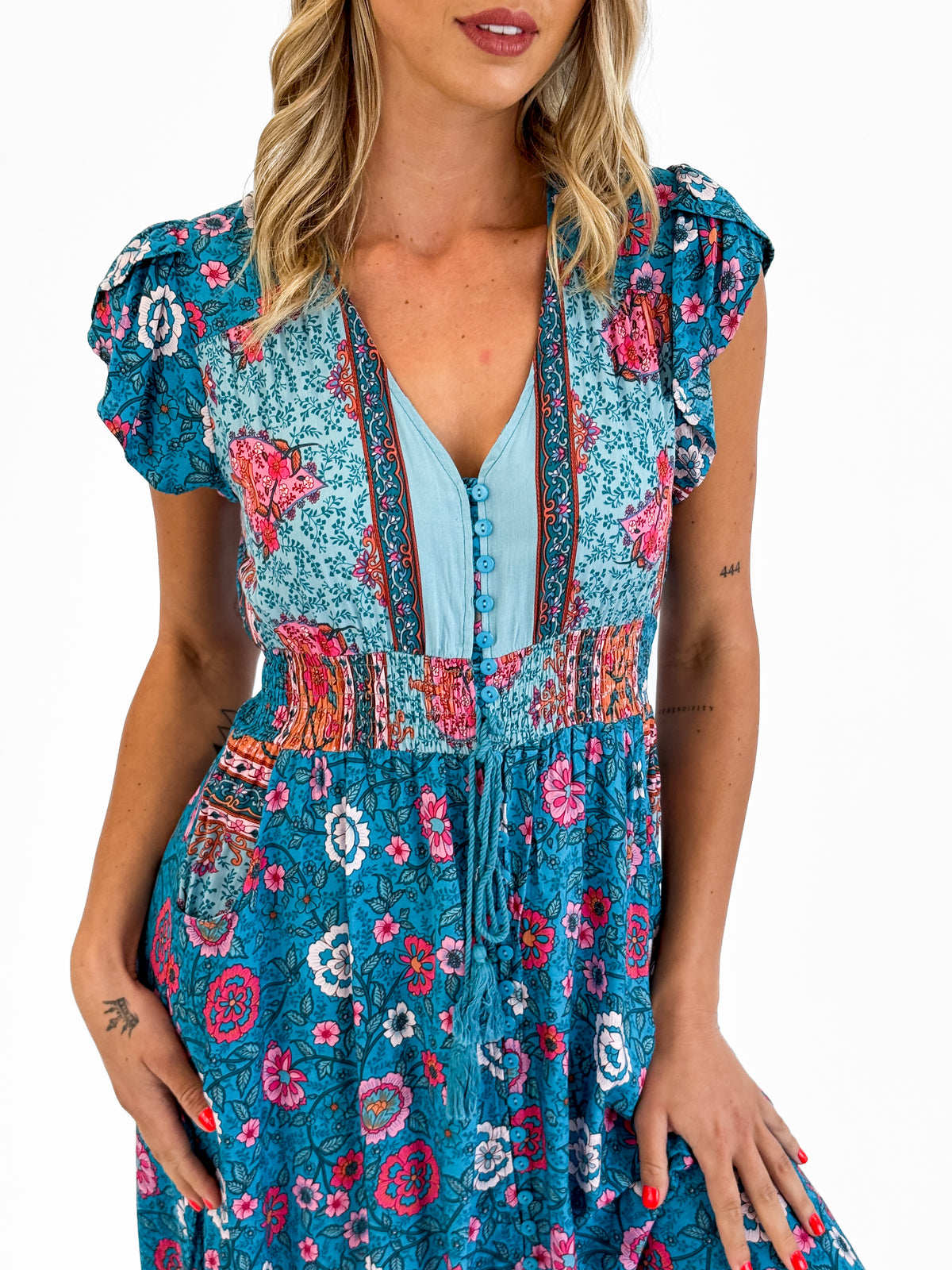 Dayna Boho Maxi Dress in Cobalt