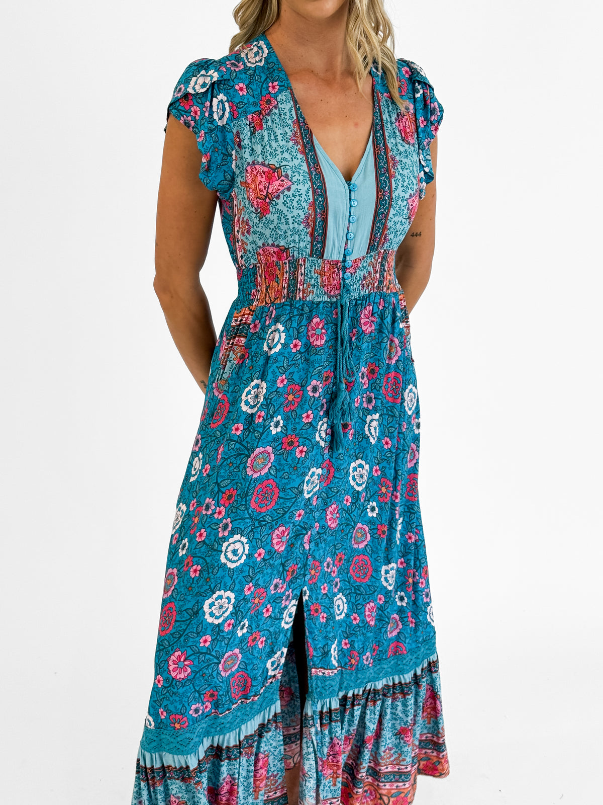 Dayna Boho Maxi Dress in Cobalt