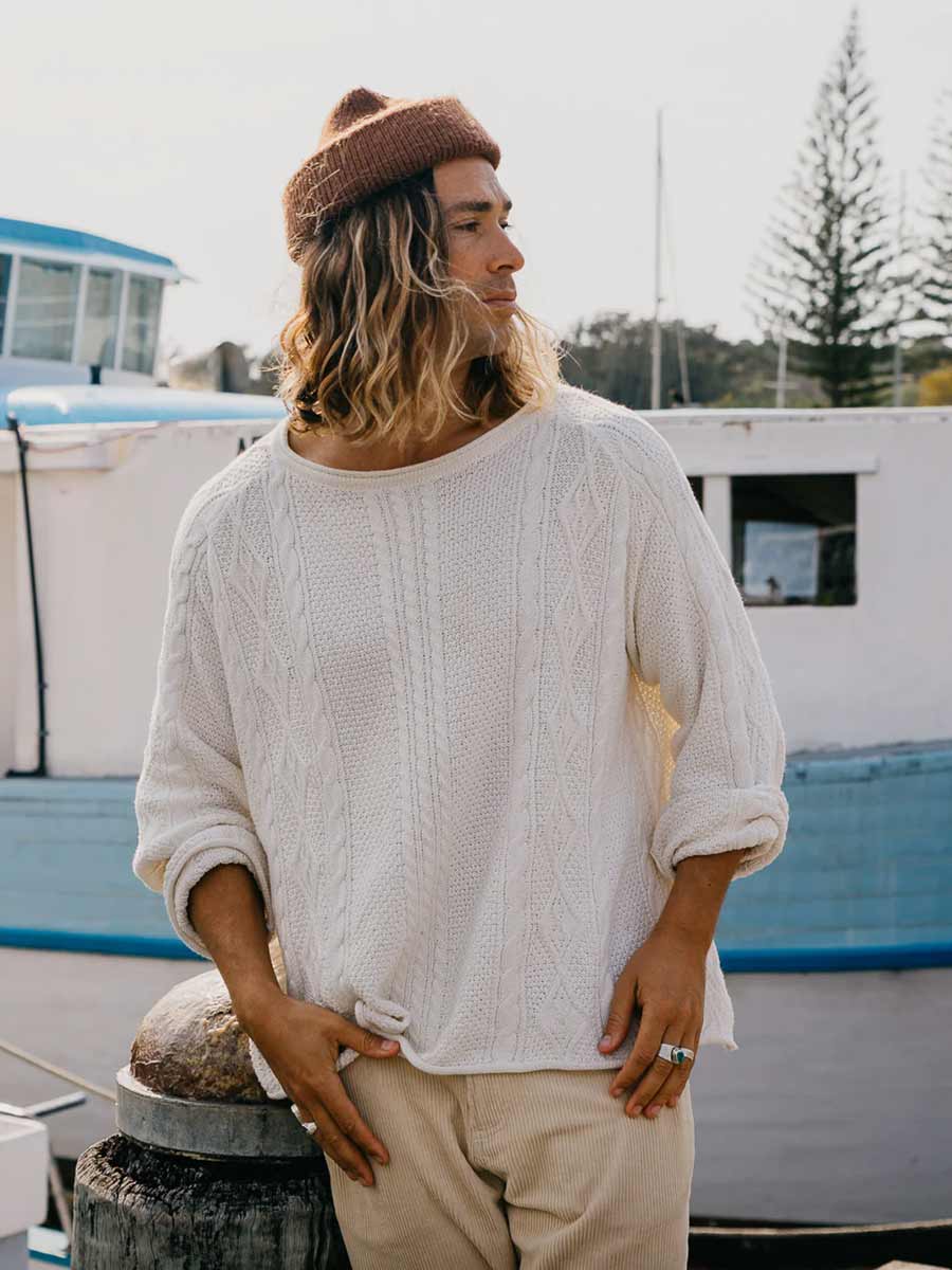 Ottway | Rory Cable Knit Sweater - Antique White - M image