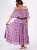 Hippy Essentials | Tiered Cotton Boho Skirt in Lilac - FREE SIZE image