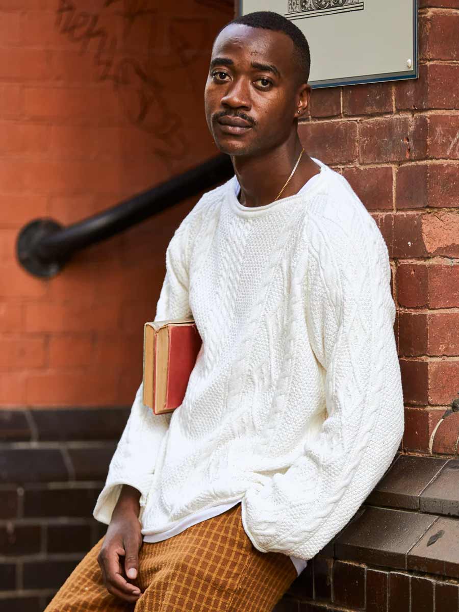 Ottway | Rory Cable Knit Sweater - Antique White image 4