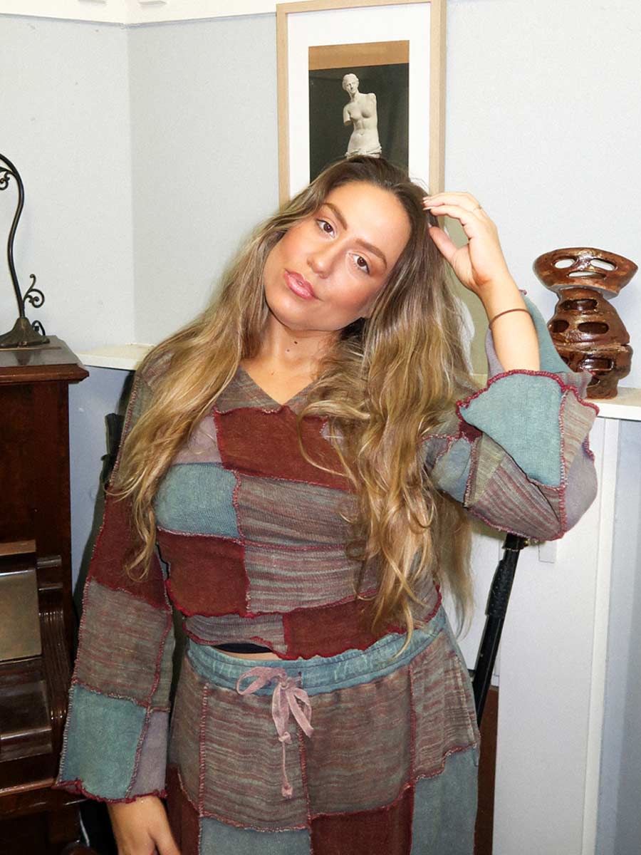 Shivani Cotton Patchwork Wrap Top in Eucalypt image 2