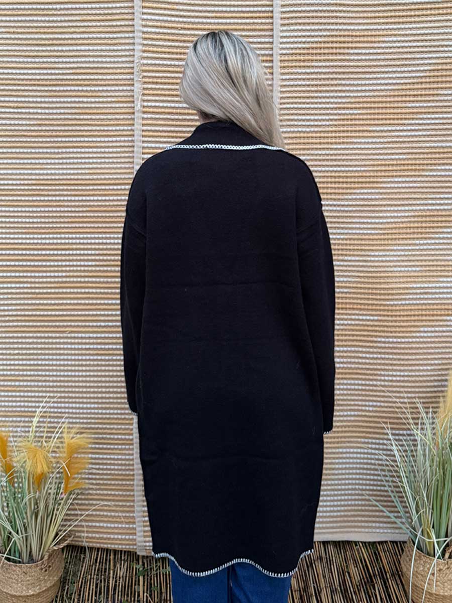 Wednesday Wool Blend Black Long Cardigan image 2