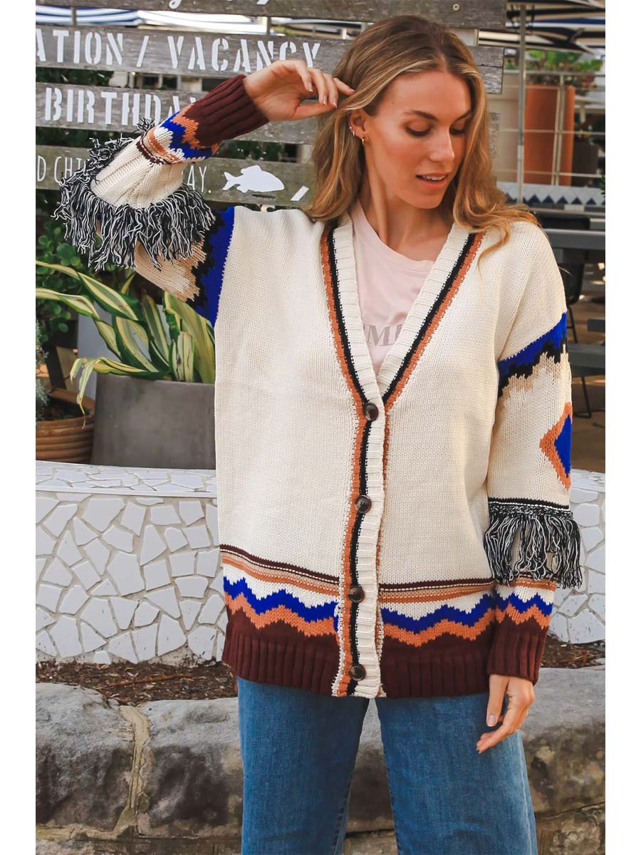 Desert Diamond Cardigan in Beige | Isabella Bohemian image 1