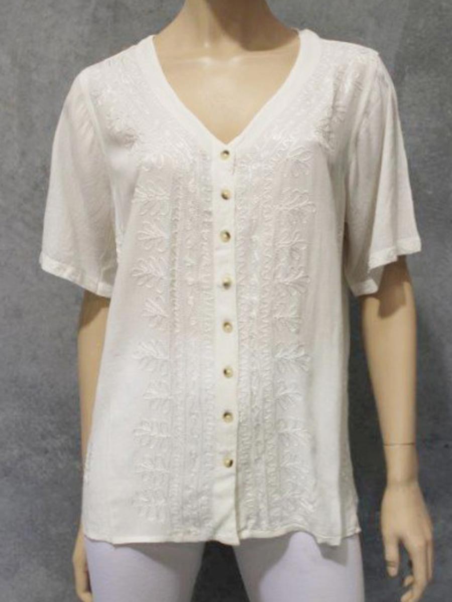 Crepe Button Down Top in Ivory image 0