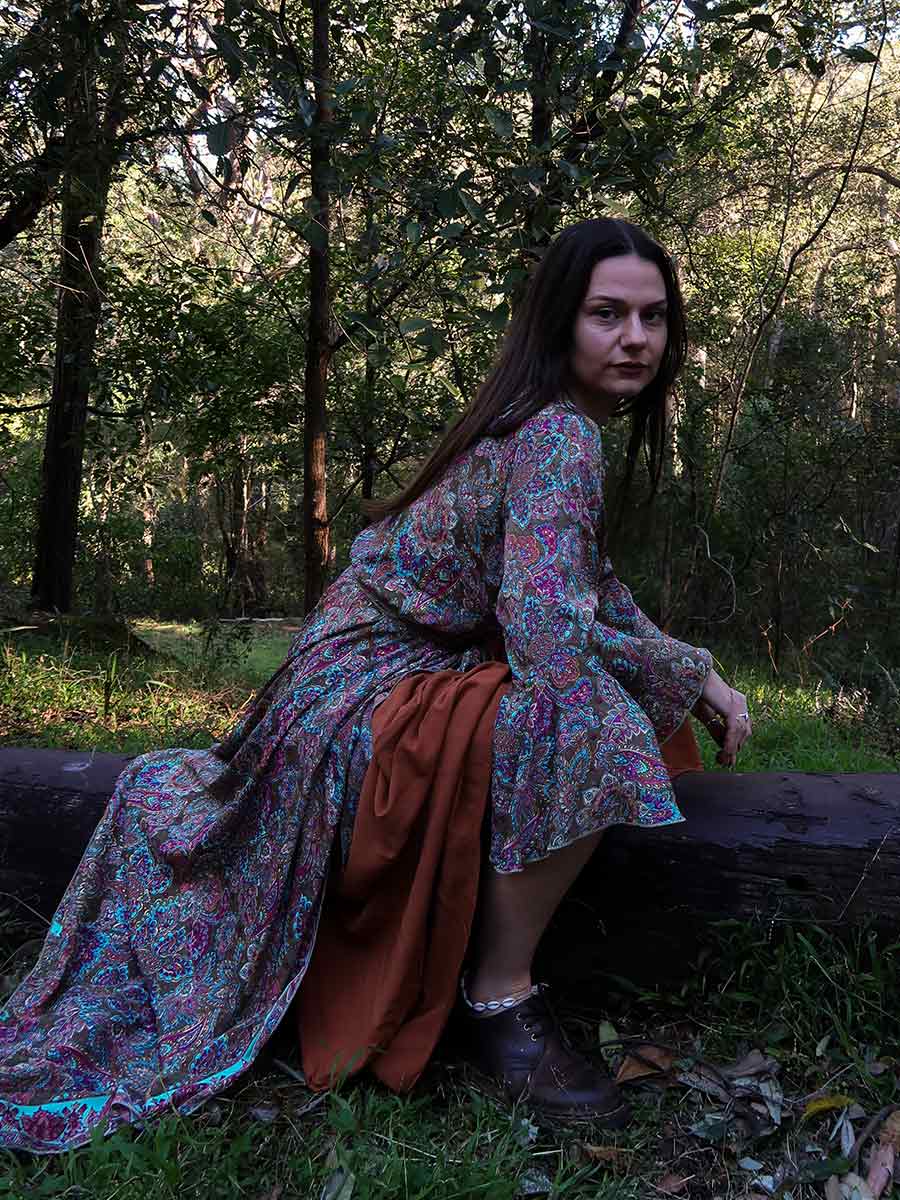 Arwyn Silk Duster Wrap Top in Sage image 3