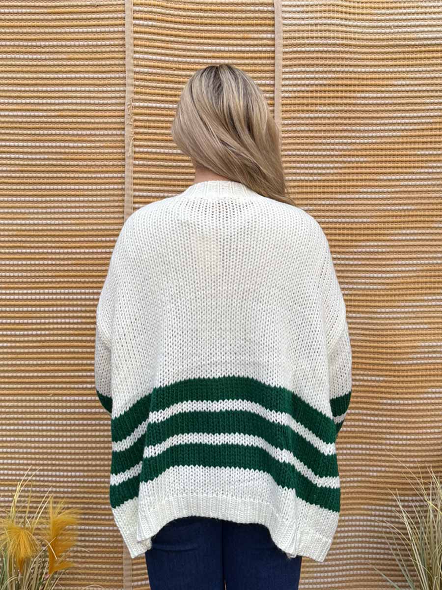 Varsity Recycled Acrylic Blend Cardigan image 2
