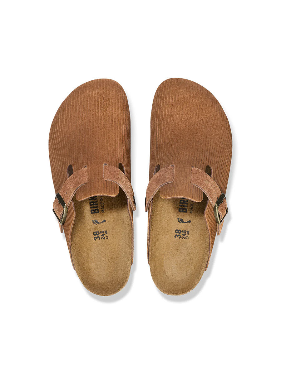Birkenstock | Boston Corduroy Dark Tea Embossed Suede Leather image 2