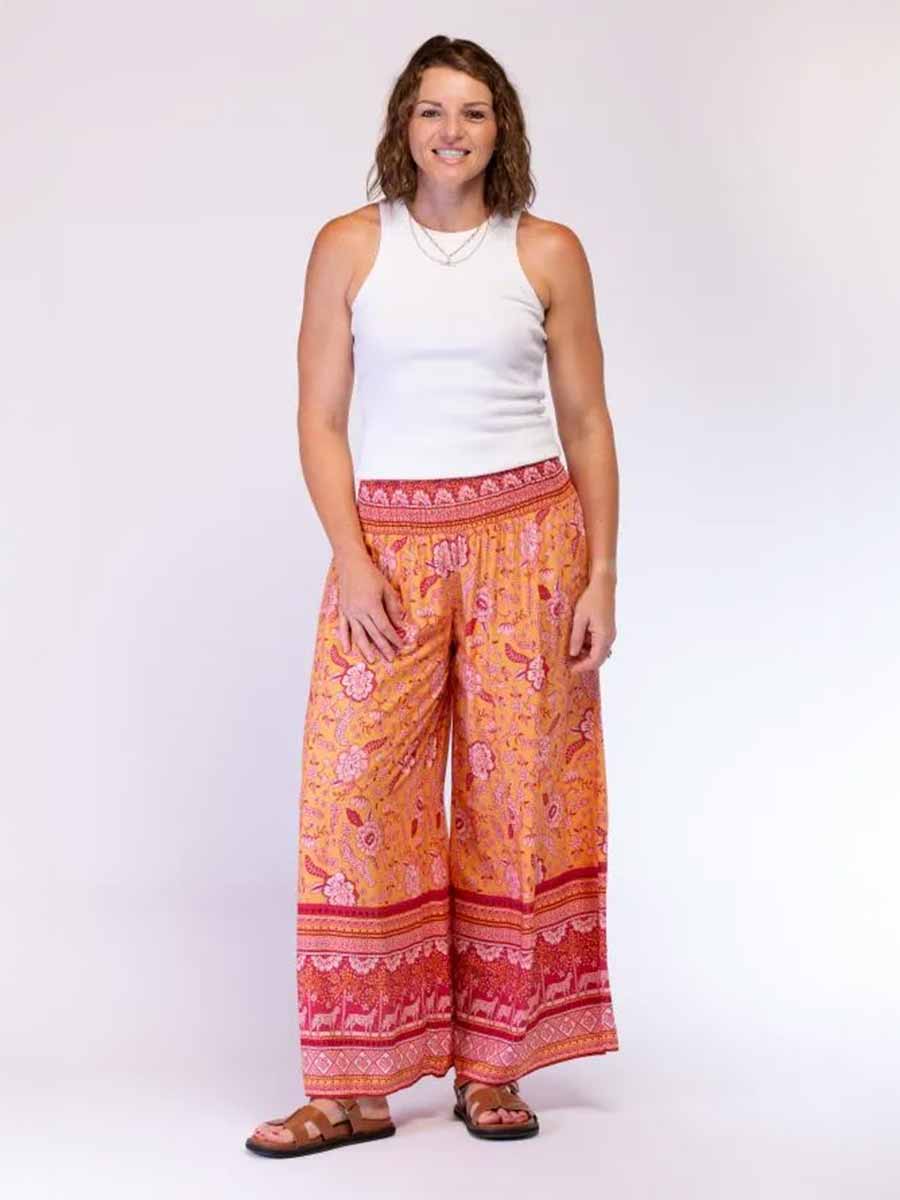 Dolly Wide Legged Pants in Apricot - FREE SIZE image