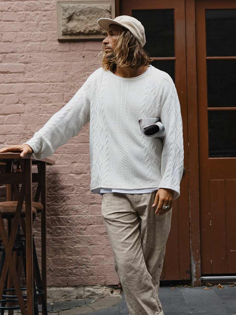Ottway | Rory Cable Knit Sweater - Antique White image 2