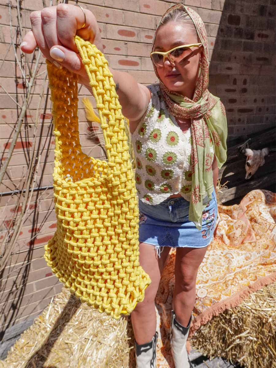 Yellow Knit Micro Bag image 0
