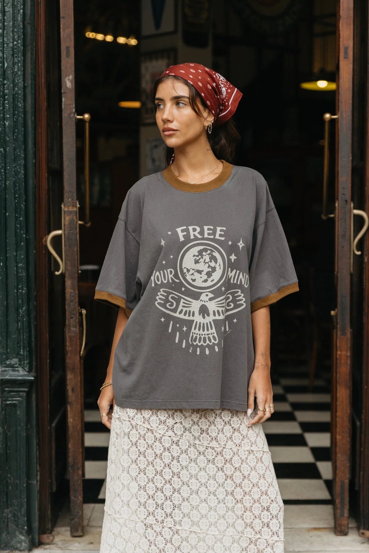 Ottway | Free Your Mind Oversized T-Shirt in Washed Black