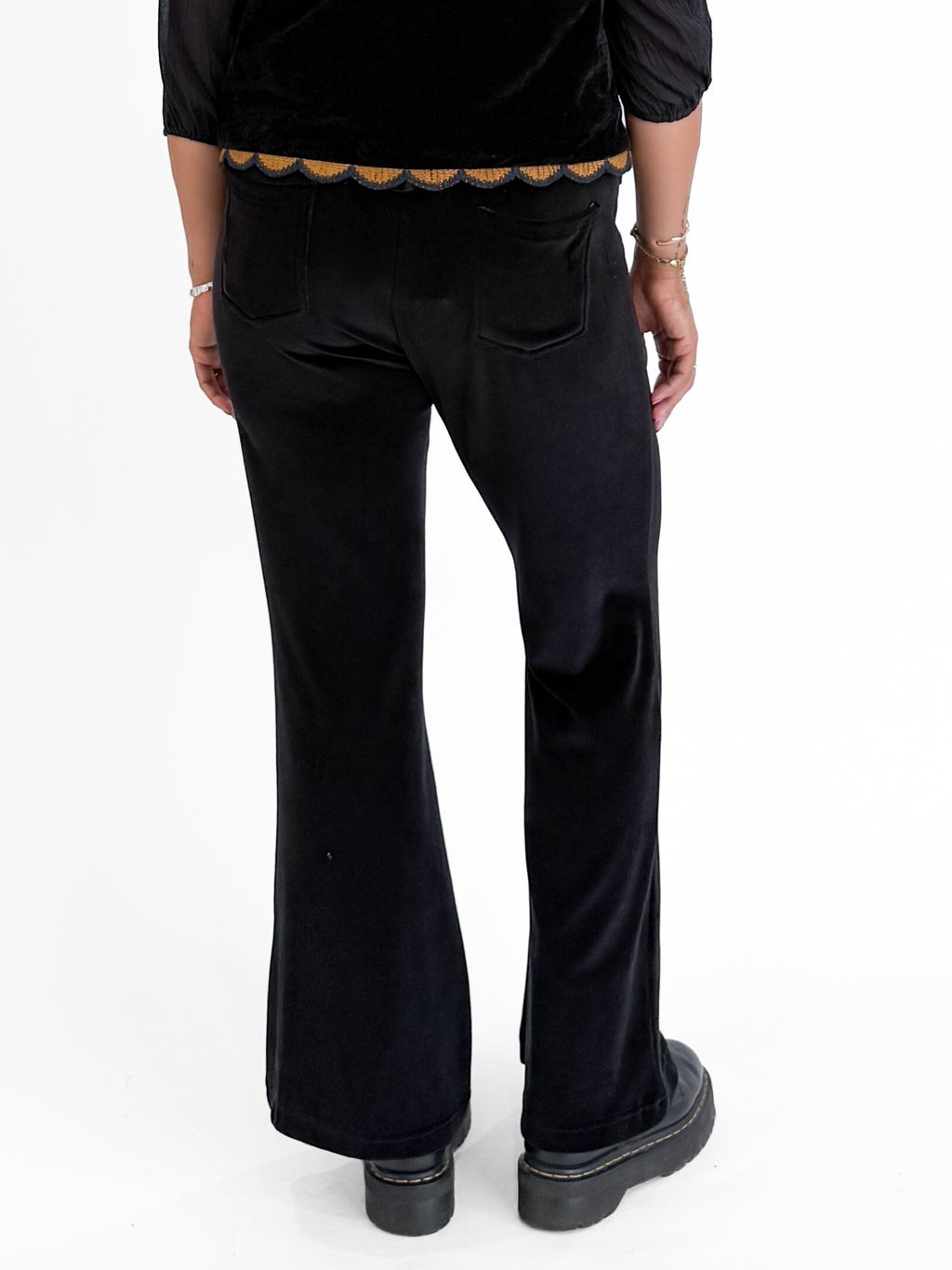 Orientique | Giza Flared Pant in Black Velvet