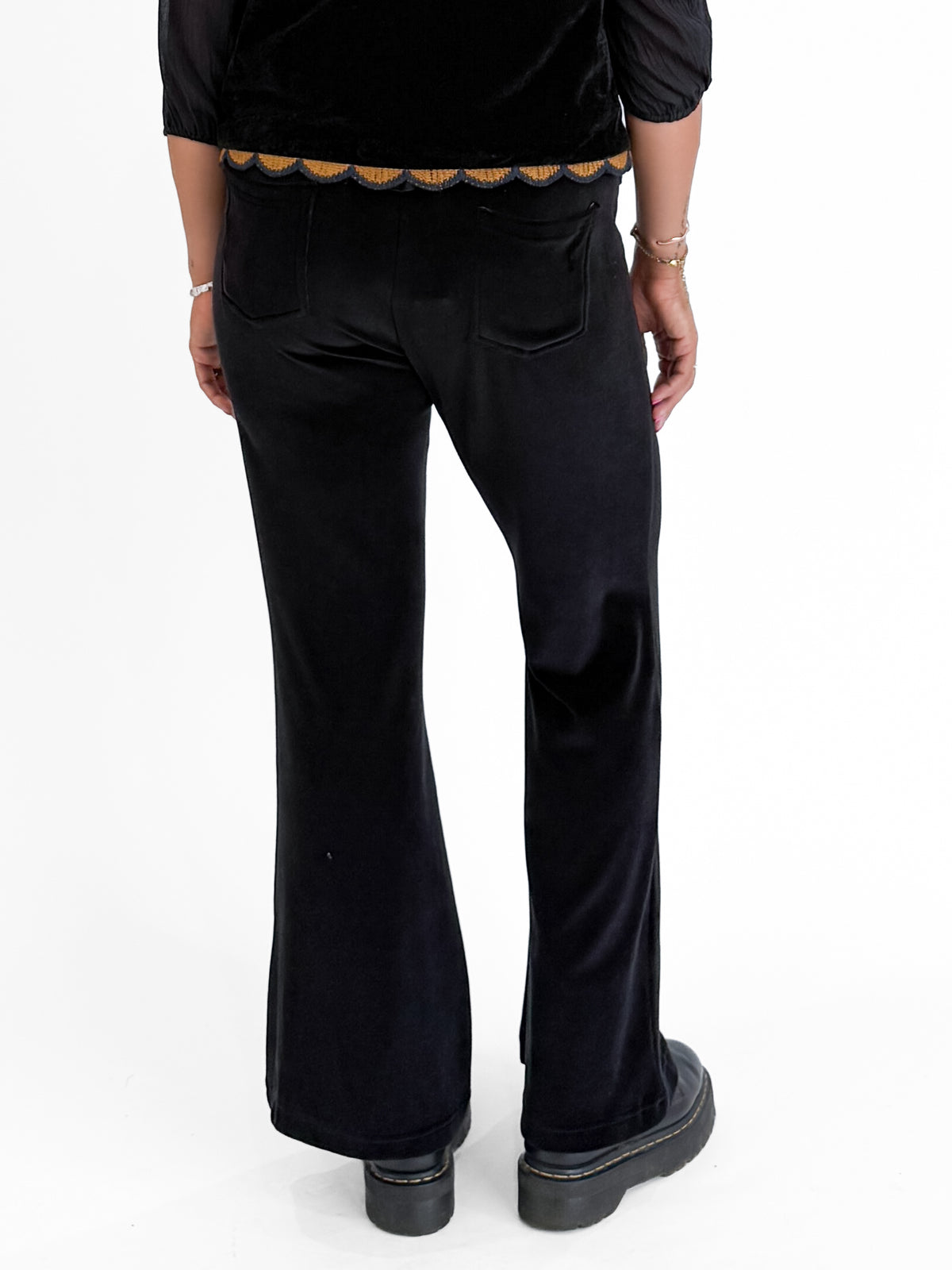Orientique | Giza Flared Pant in Black Velvet