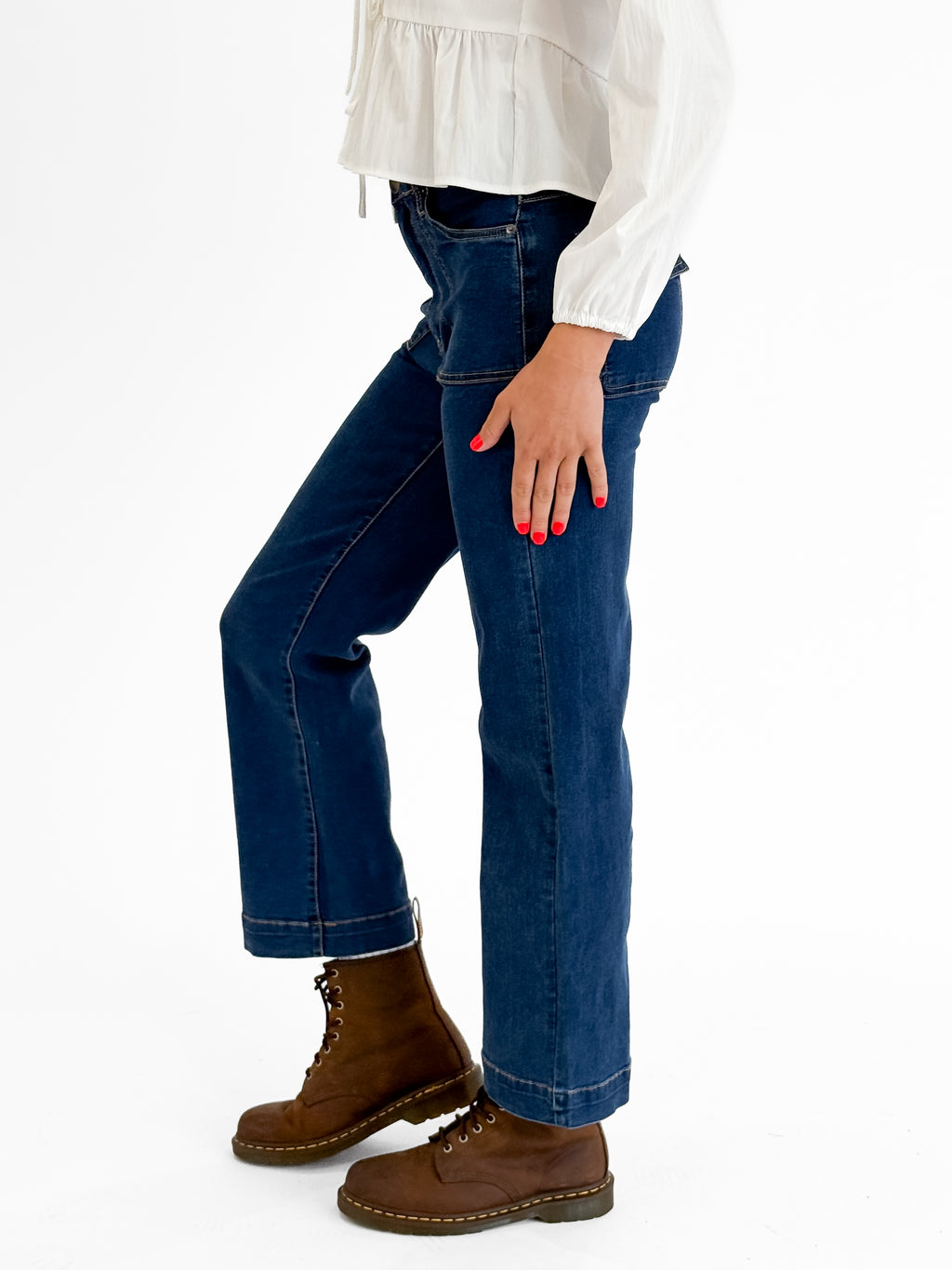 Harley High Rise Wide Leg Jeans in Mid-Blue