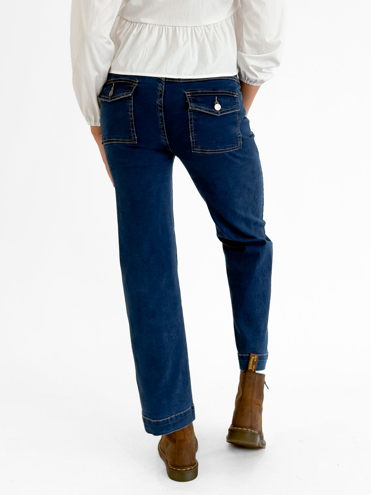 Harley High Rise Wide Leg Jeans in Mid-Blue