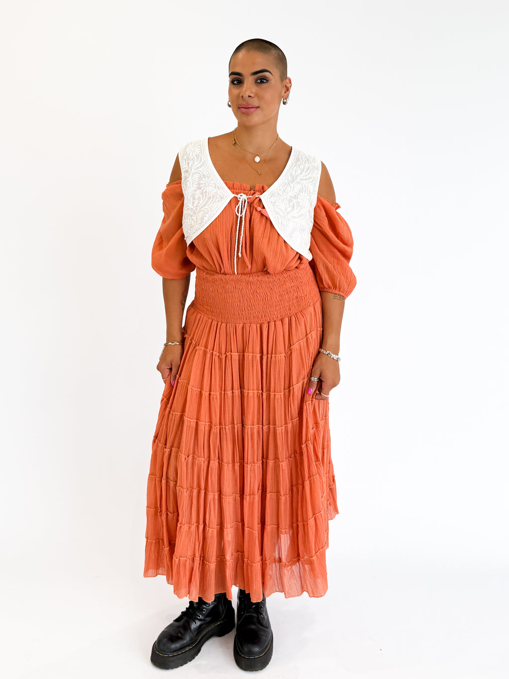 Hippy Essentials | Tiered Cotton Boho Skirt in Cinnamon