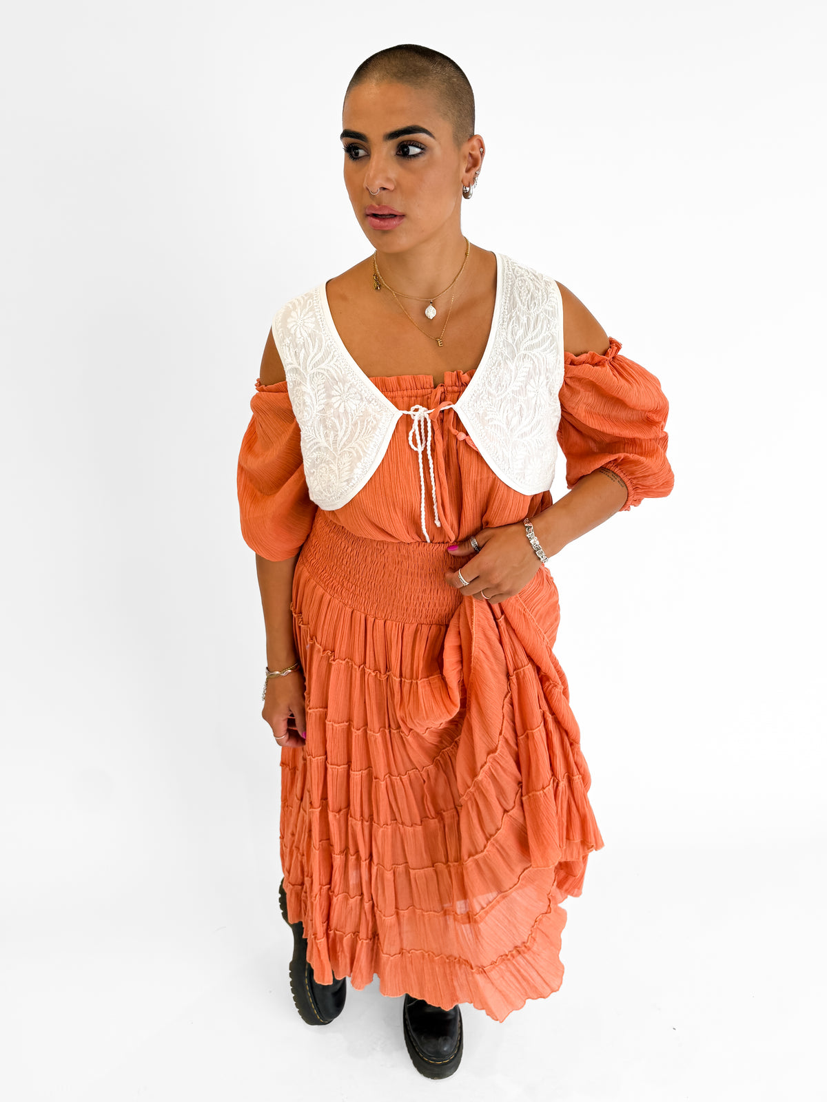 Hippy Essentials | Tiered Cotton Boho Skirt in Cinnamon