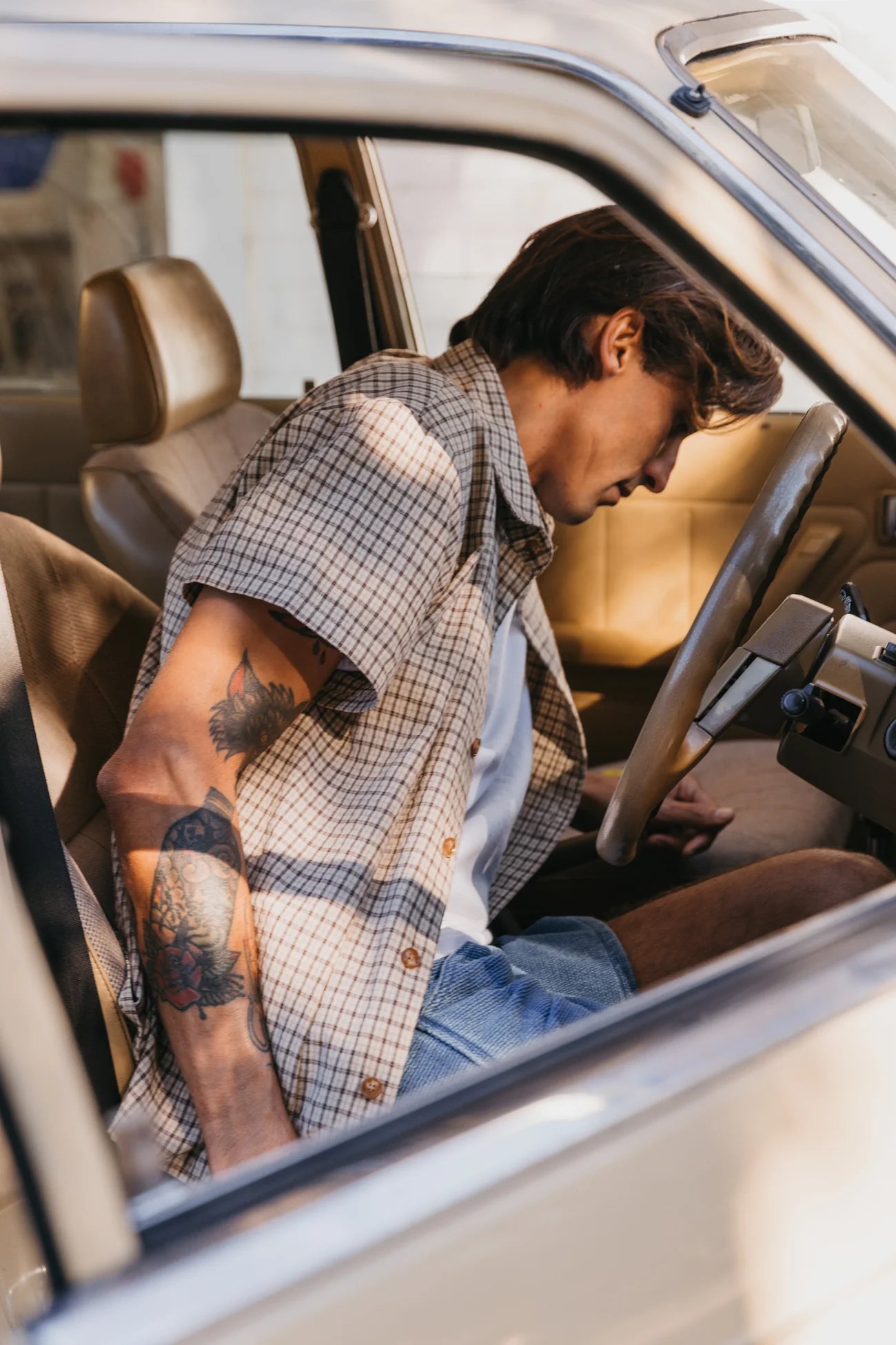 Ottway | Lennox Brown Checked Short Sleeve Shirt