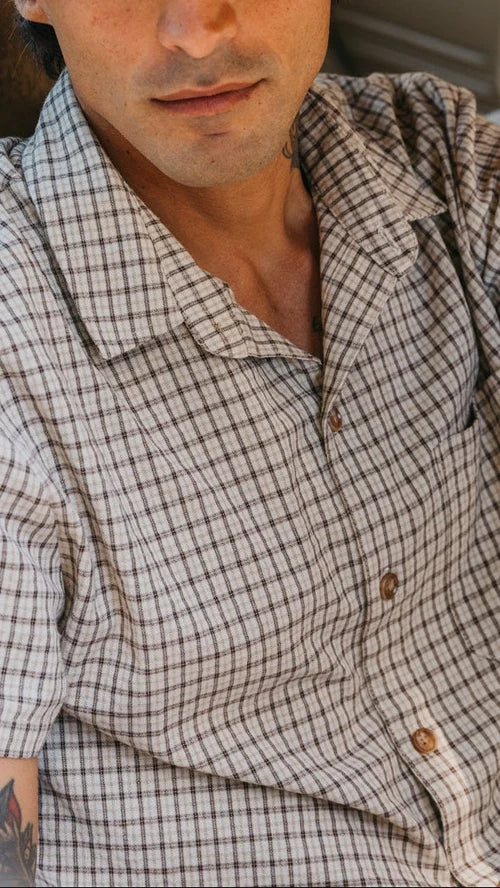 Ottway | Lennox Brown Checked Short Sleeve Shirt