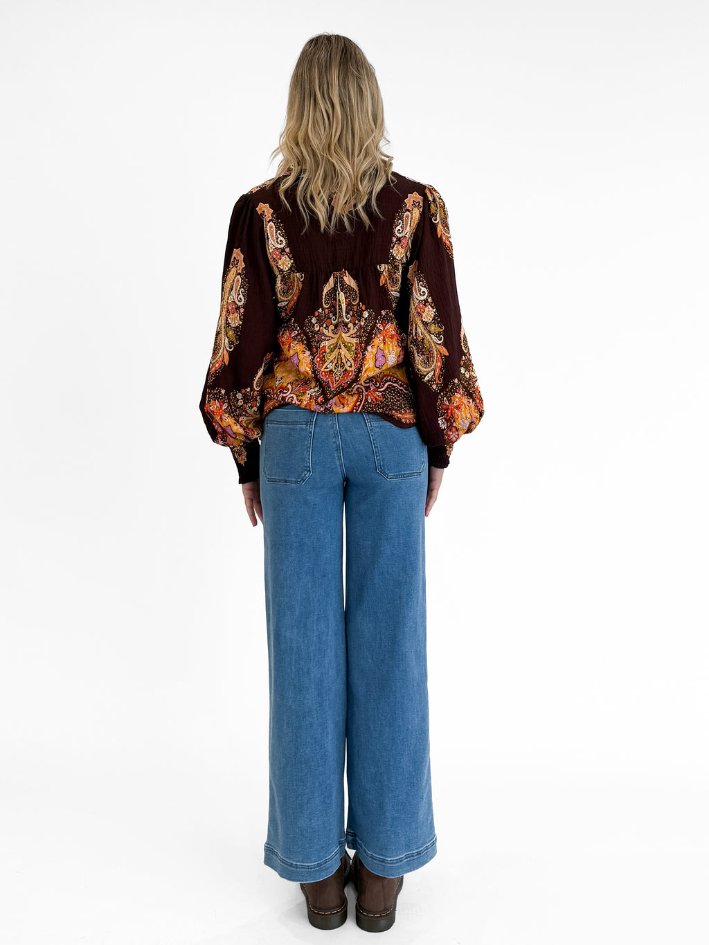 Mayfair Wide Leg Denim Jeans in Mid Wash Blue