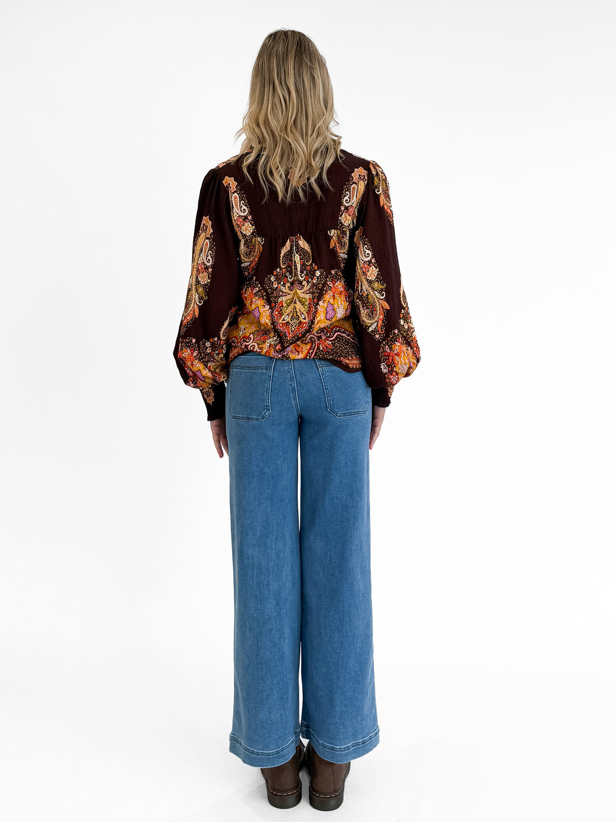 Mayfair Wide Leg Denim Jeans in Mid Wash Blue