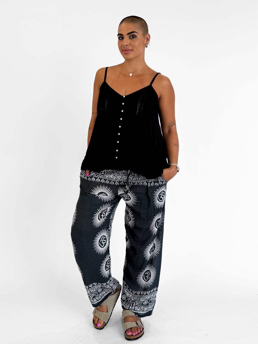 Omala Block Print Pants in Onyx