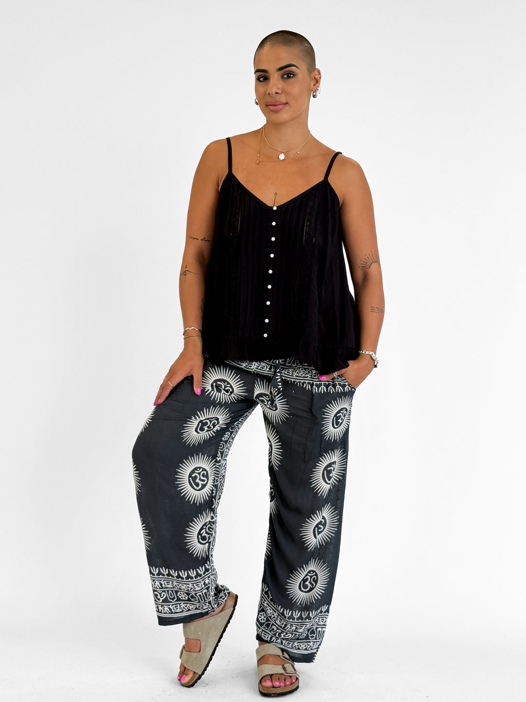 Omala Block Print Pants in Onyx