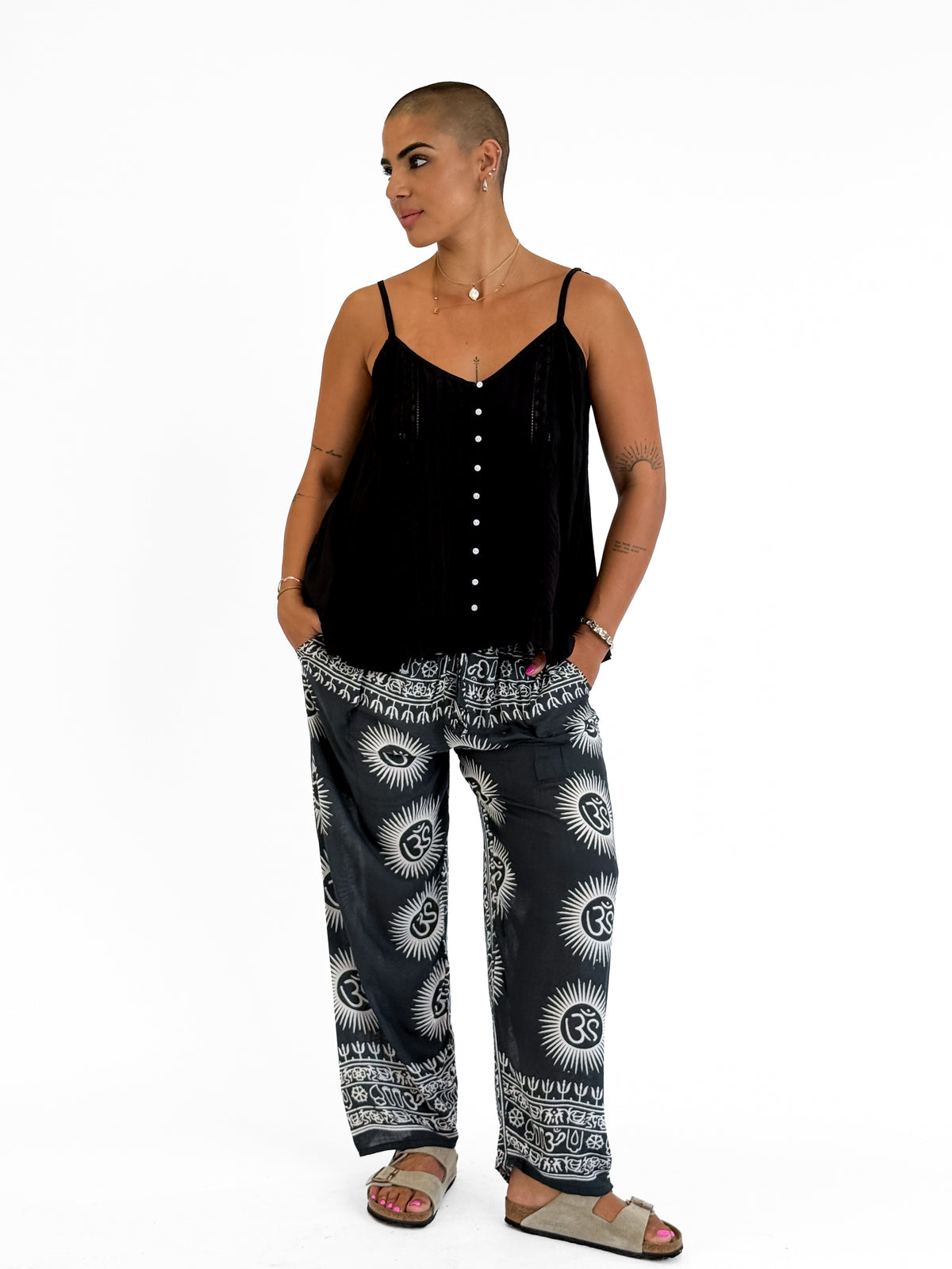 Omala Block Print Pants in Onyx