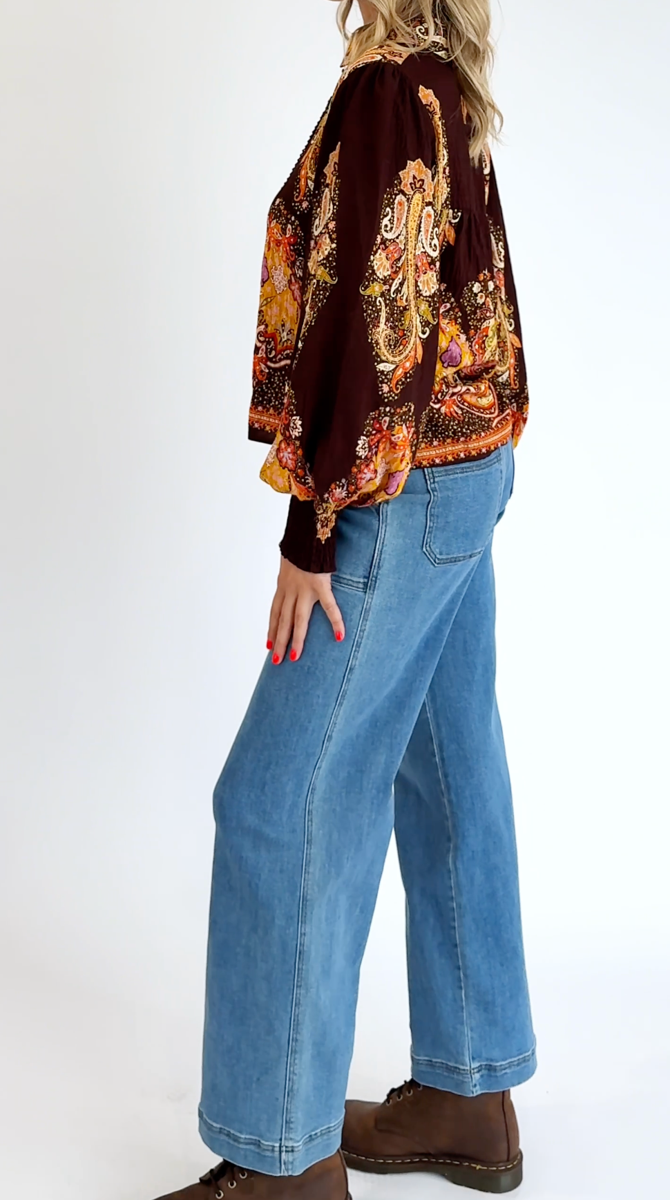 Mayfair Wide Leg Denim Jeans in Mid Wash Blue