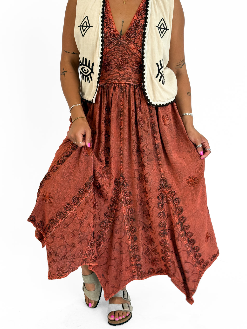 Sundara Stonewash Maxi Dress in Orange