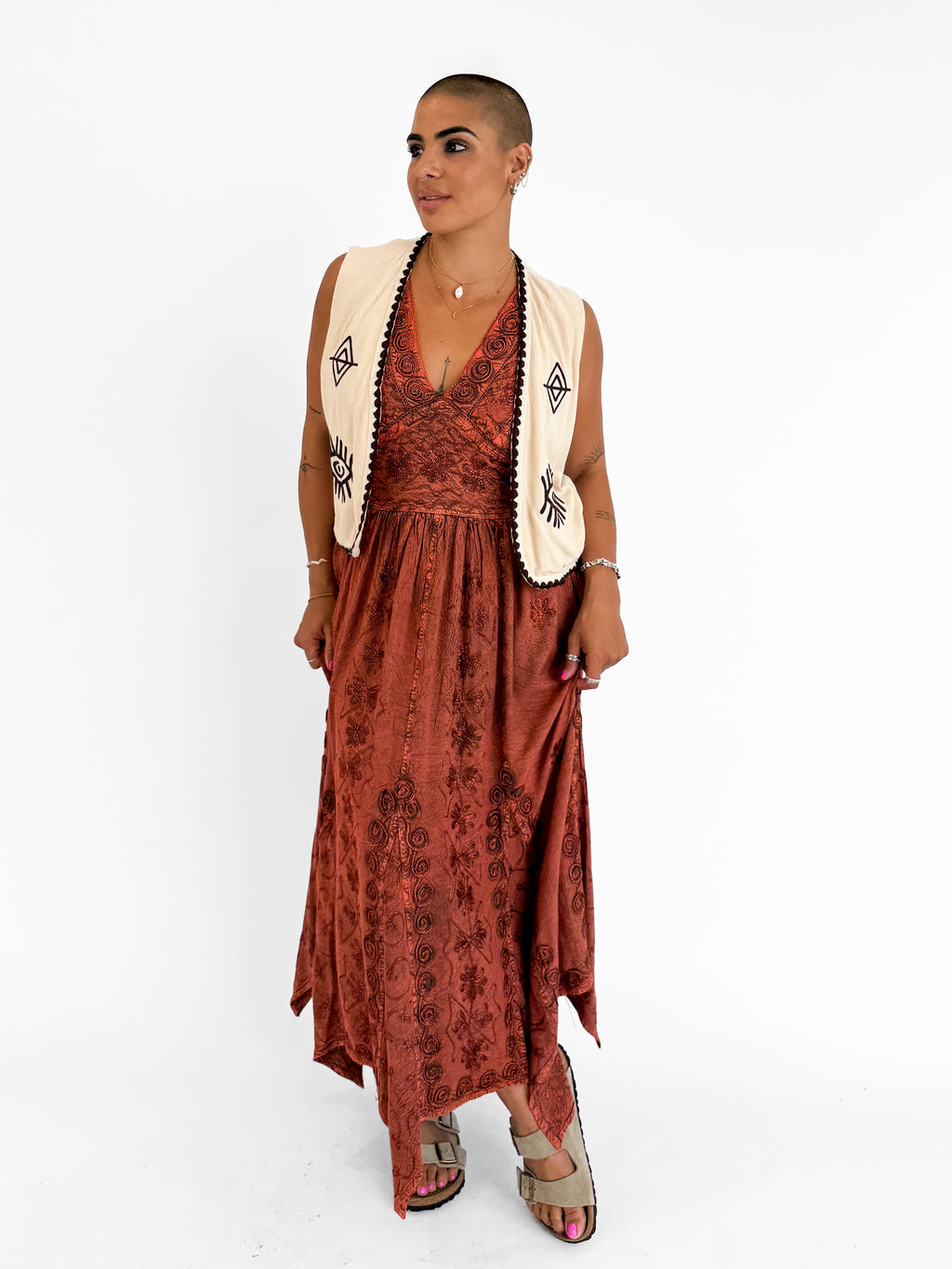 Sundara Stonewash Maxi Dress in Orange