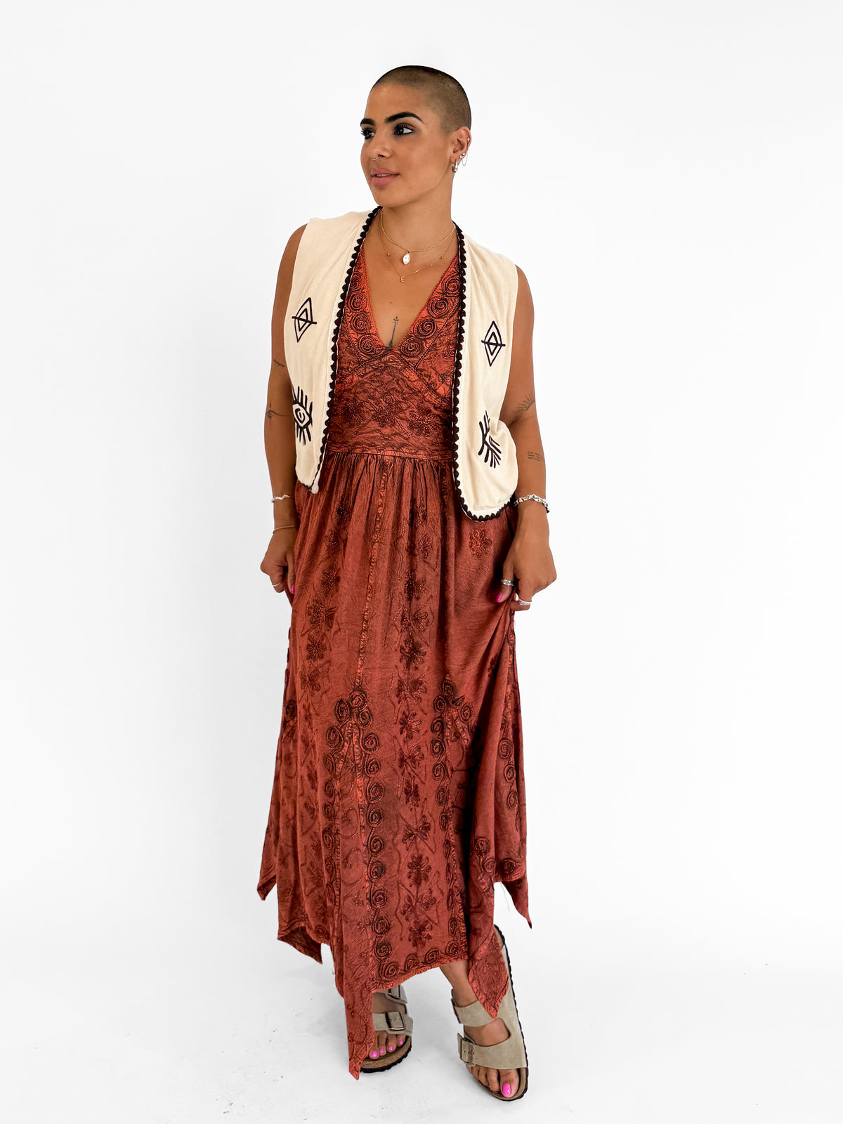 Sundara Stonewash Maxi Dress in Orange